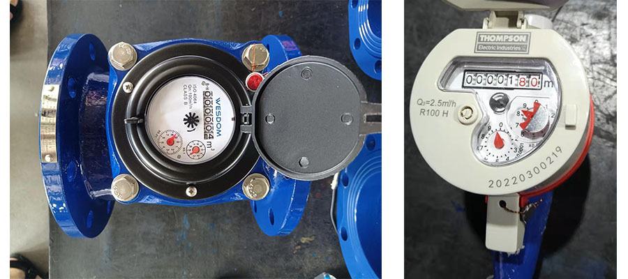 These are two flow meters with open covers.