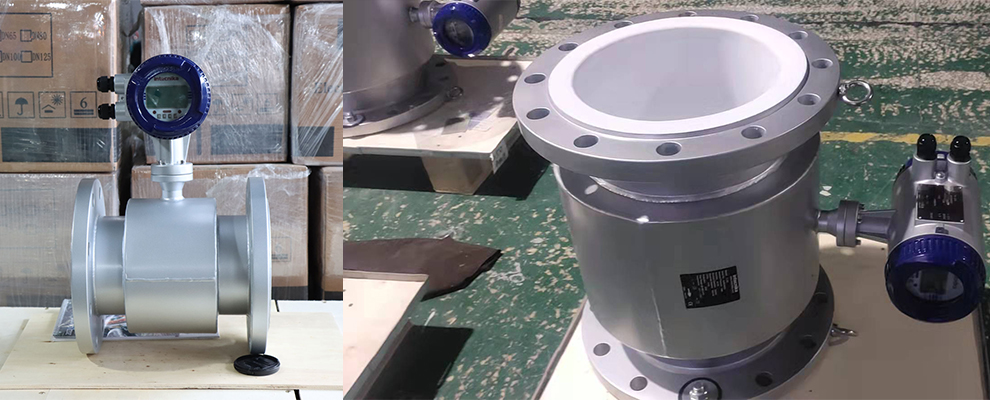 Electromagnetic flow meters ready for packaging in the warehouse