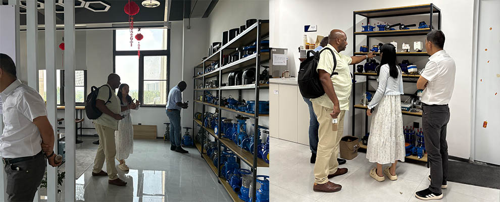Clients checking samples on the sample rack