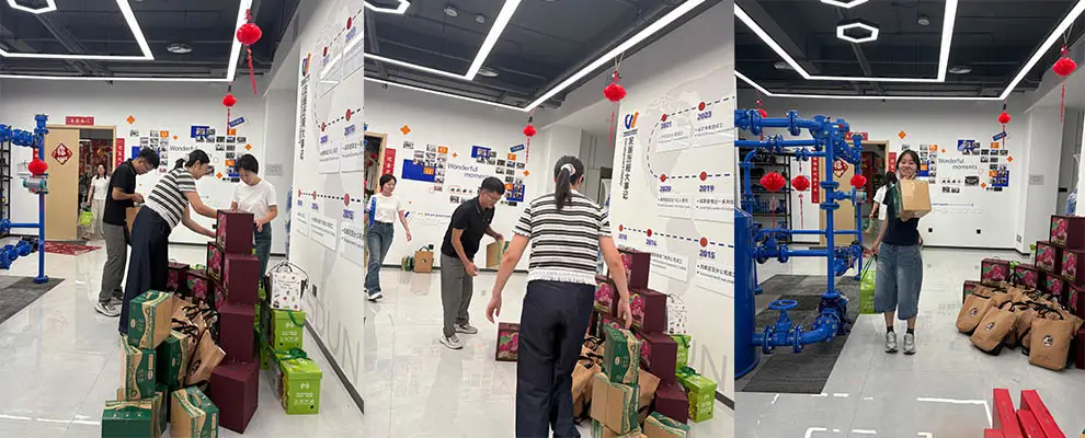 The gifts for the overseas branch will be mailed there.