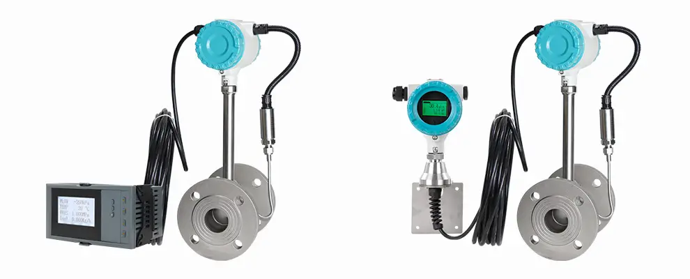 Split type vortex flow meter with temperature pressure compensation for steam flow measurement