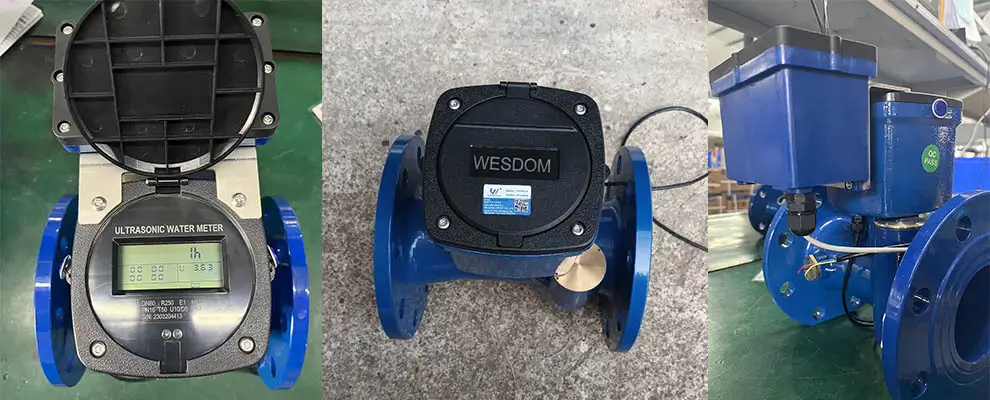 High‑precision flange ultrasonic water meter without moving parts, cast iron body for water utility pipeline measurement