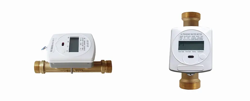 Ultrasonic water meter with brass pipe and digital LCD display for residential and commercial water metering