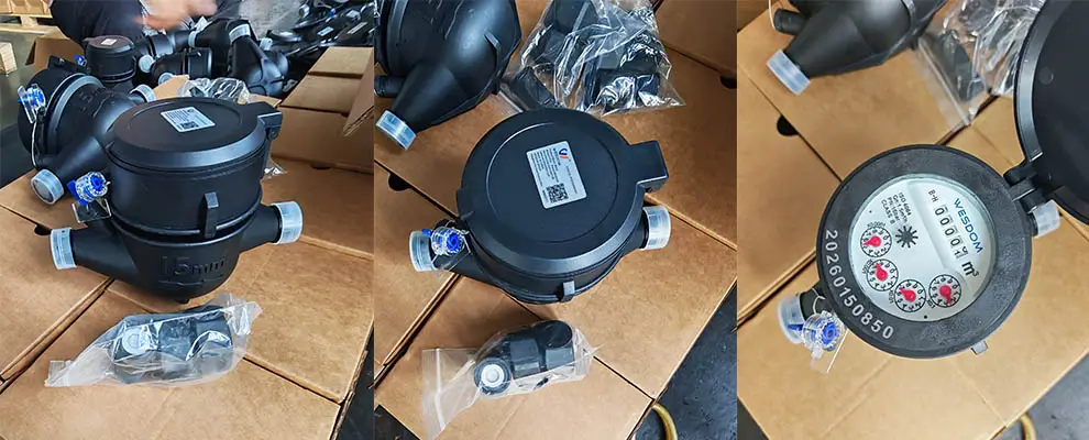 Durable plastic-cased water meters manufactured by the WESDUN factory